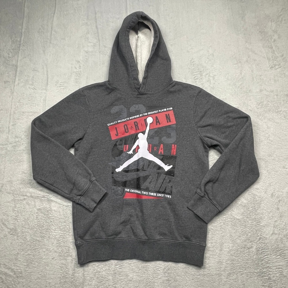 Jordan Hoodie Boys XL Gray Graphic Jumpman Pullover